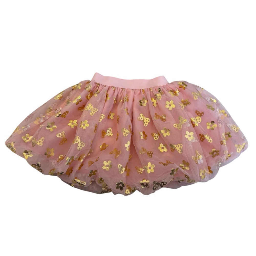 Disney Pink Tulle Skirt with Gold Floral Accents, Size 5